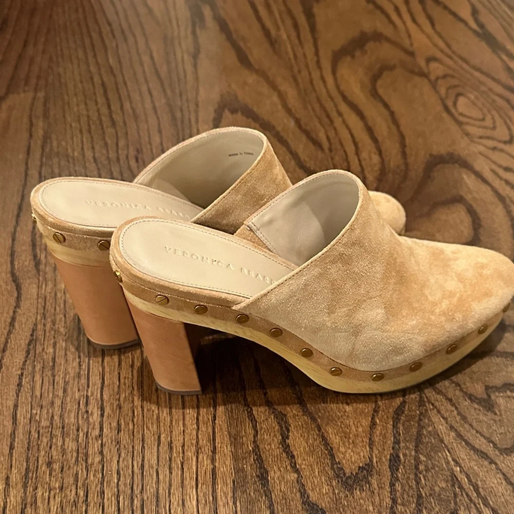 Veronica Beard Camel Suede Mules - Picture 4 of 5
